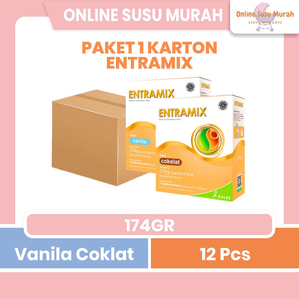 ENTRAMIX PAKET 1 KARTON 12 KOTAK VANILA COKLAT 174GR SUSU DEWASA 174 GR SSKD