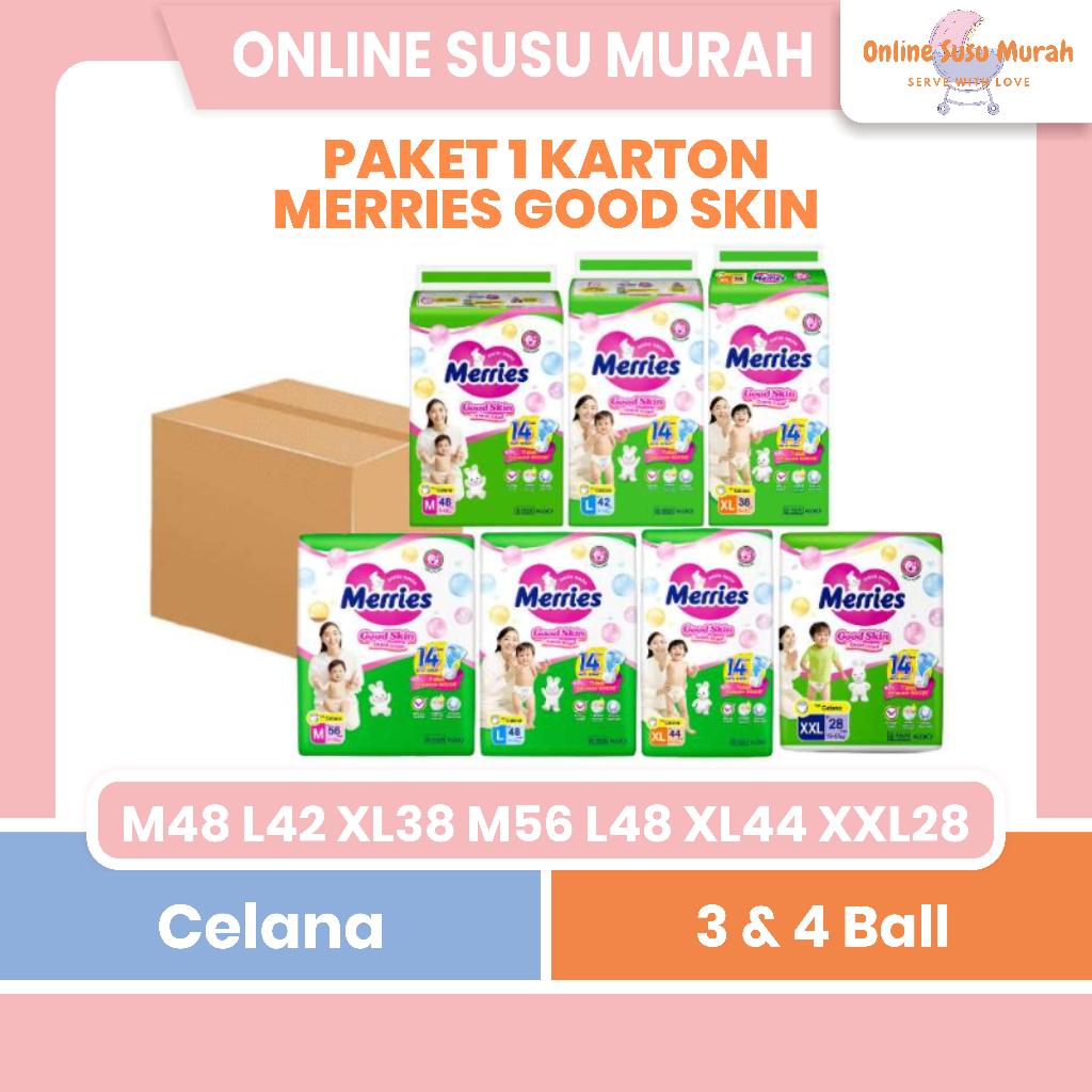 MERRIES PANTS GOOD SKIN PAKET 1 KARTON M 48 L 42 XL 38 XXL 28 M 56 L 48 XL 44 POPOK CELANA PPKS