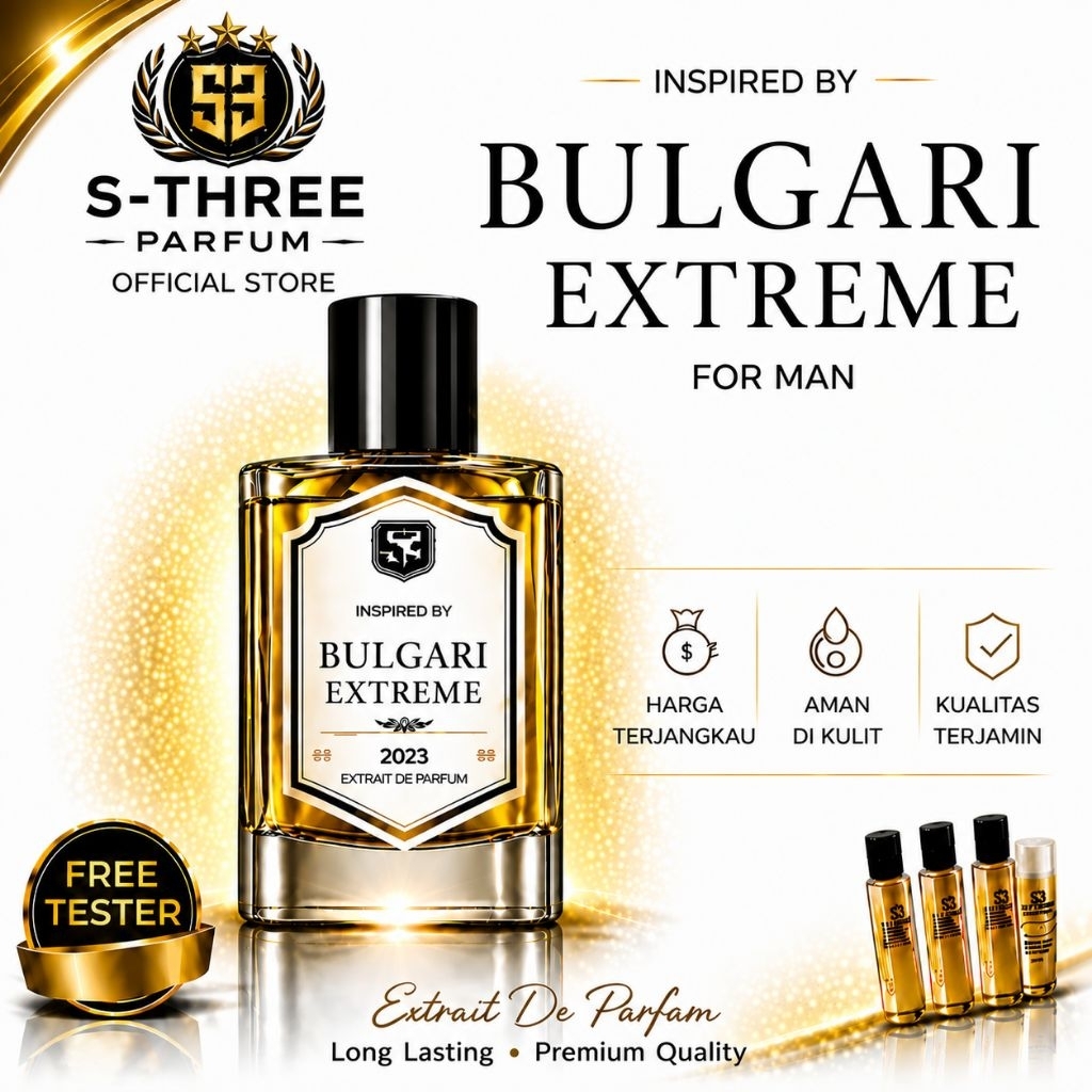 Parfum Pria Aroma Inspired BULGARI EXTREME - Extrait De Parfum Tahan Lama 8-12 Jam | S-Three Parfum 