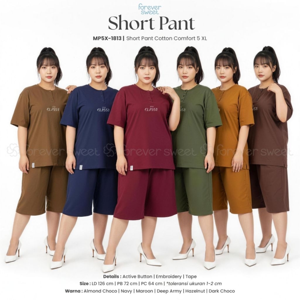 baju tidur piyama jumbo 5XL forever sweet  tangan pendek celana pendek