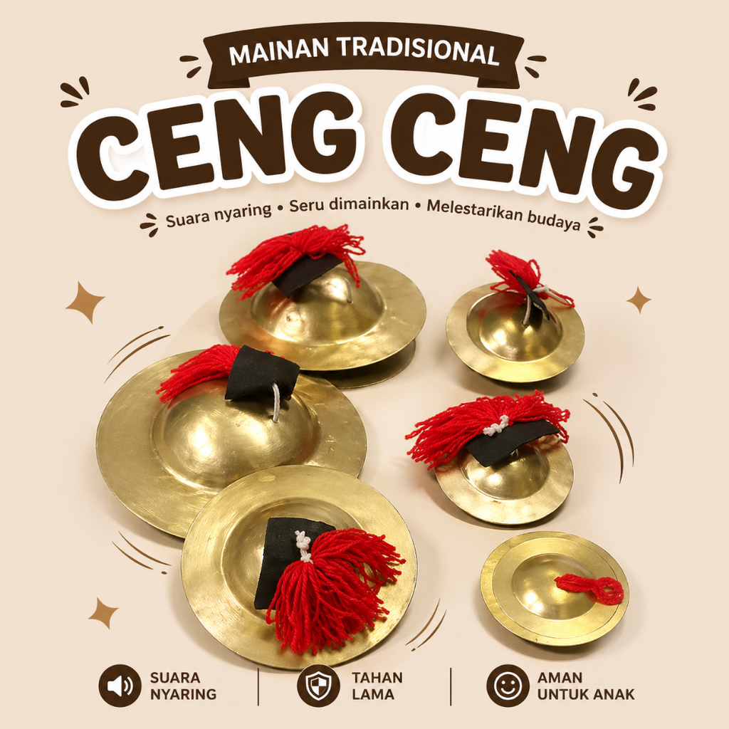 Cengceng Tradisional Bali - Alat Musik Barongsai Mini Diameter 14cm