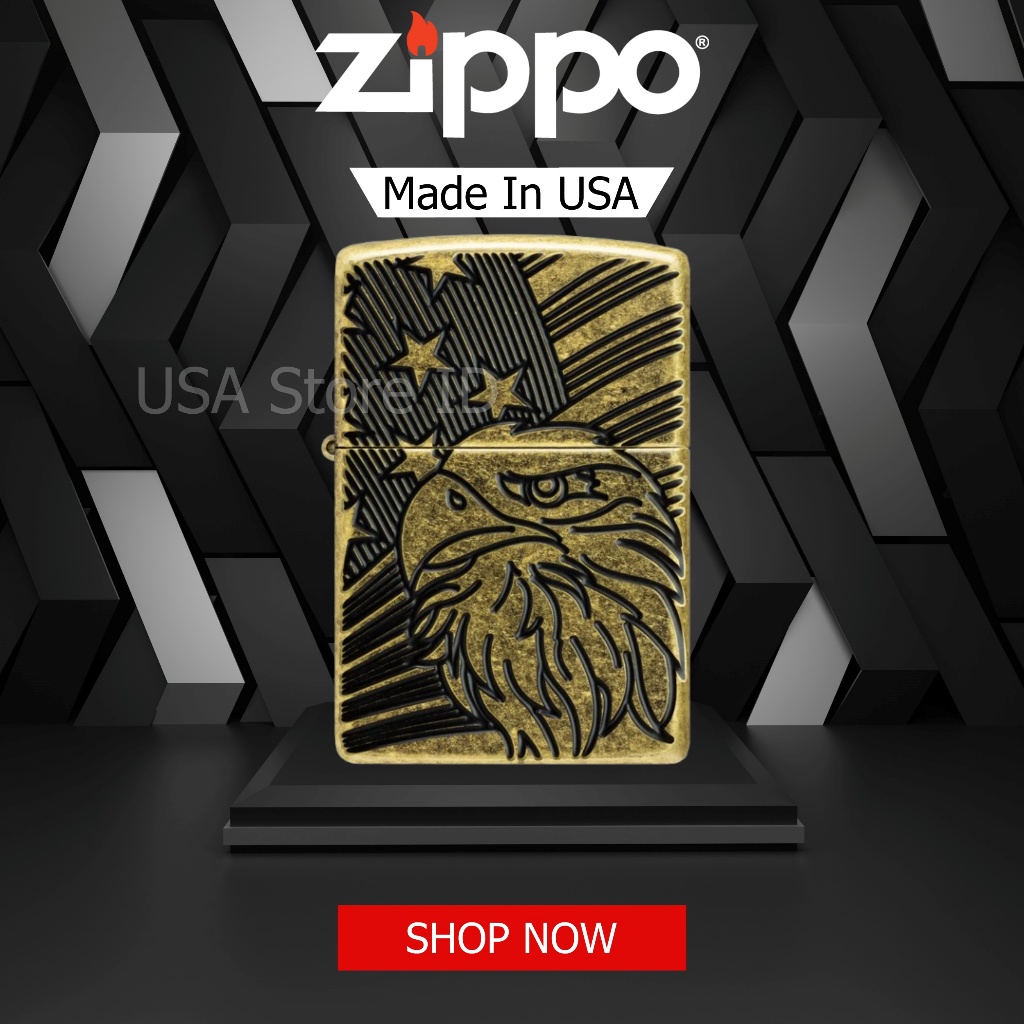 Korek Zippo Eagle and Flag Design 46862 Original Made In USA