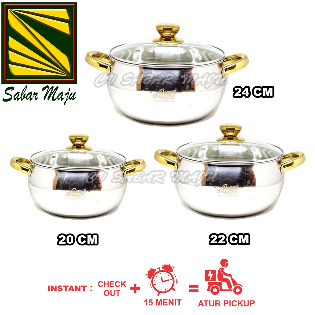 Agogo Soup Pot / Panci Gold Stainless Steel  20–24 cm