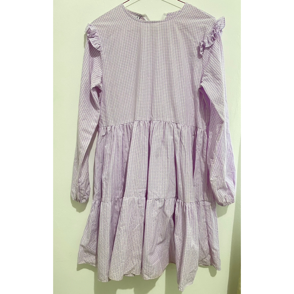LUV shopping | Tunik Wanita Kotak Kotak Warna Lilac Pakaian Perempuan Baju Panjang