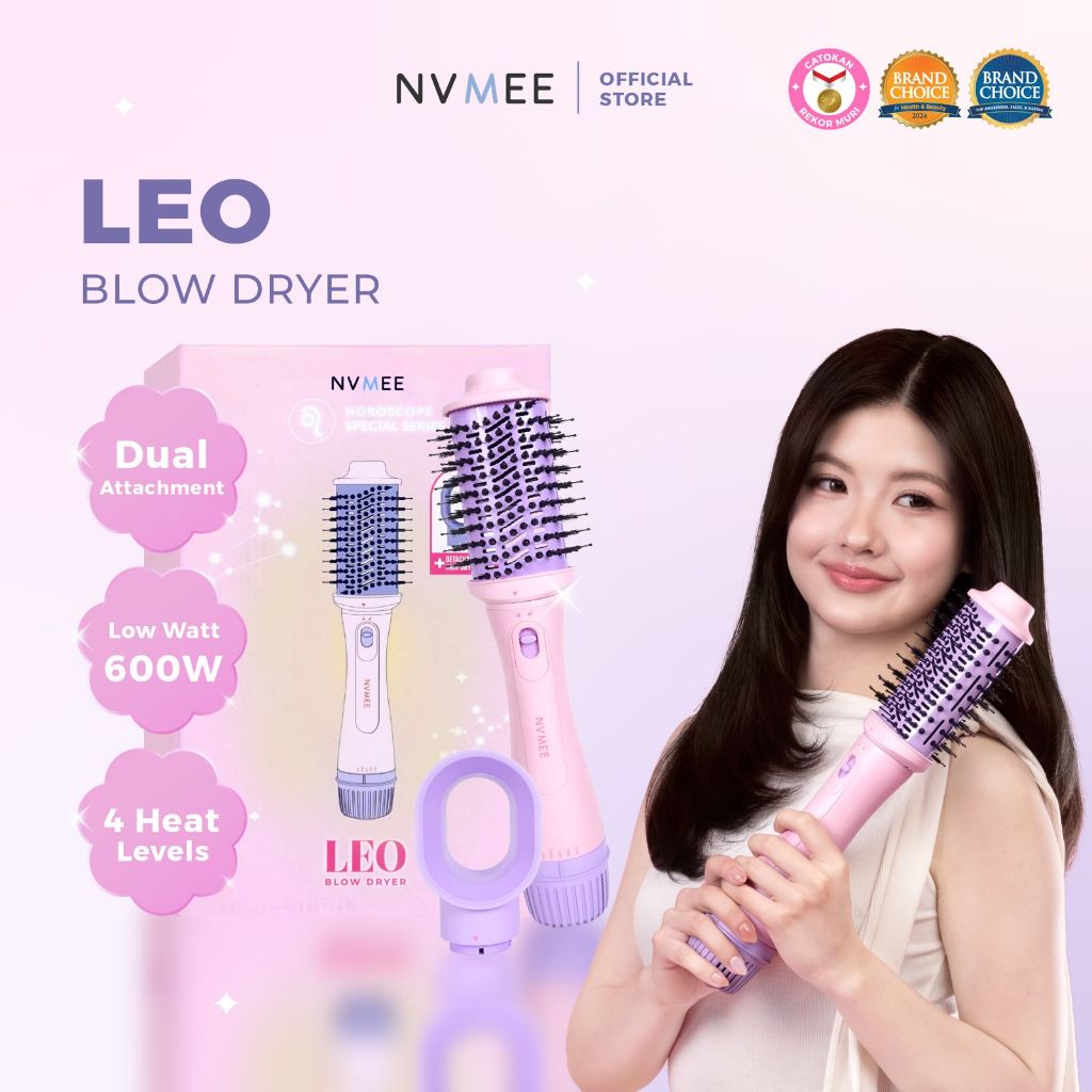NVMEE - LEO Blow Dryer Sisir Pengeriring Hot Air 2in1 Low Watt Natural Blow With Volume