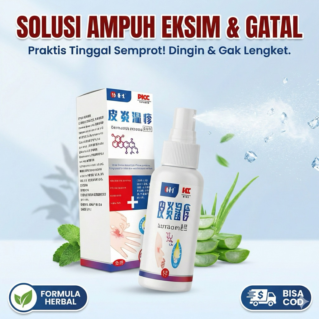 Spray Herbal Solusi Ampuh Gatal Eksim dan Jamur Kulit 30ml Dermatitis Eczema Spray