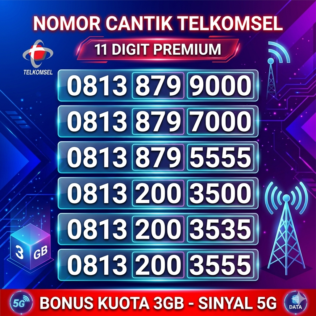 Nomor Cantik Kartu Perdana Telkomsel 5G Gratis Kuota 3GB