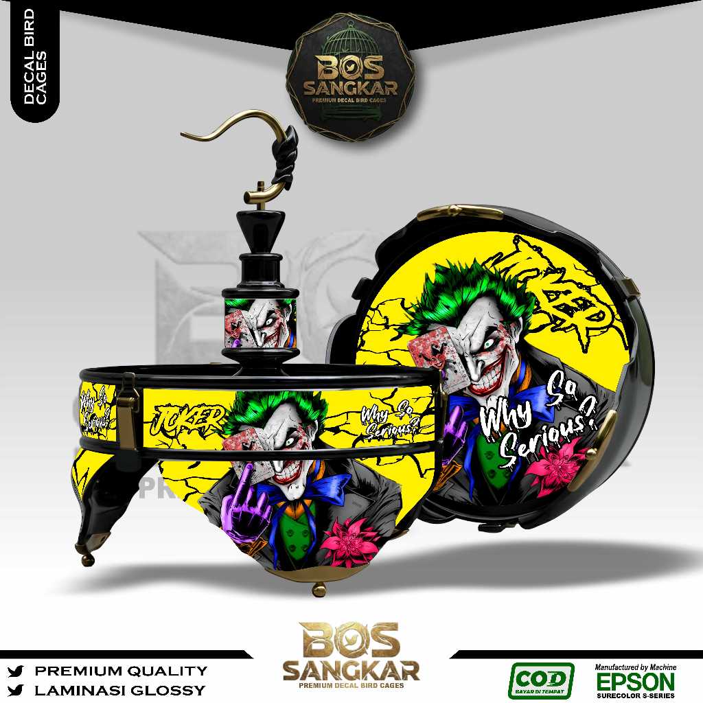 STIKER DECAL SANGKAR BURUNG BUNDAR LINGKARAN LOVE BIRD HELOPET BATMAN CUSTOM JOKER BS63
