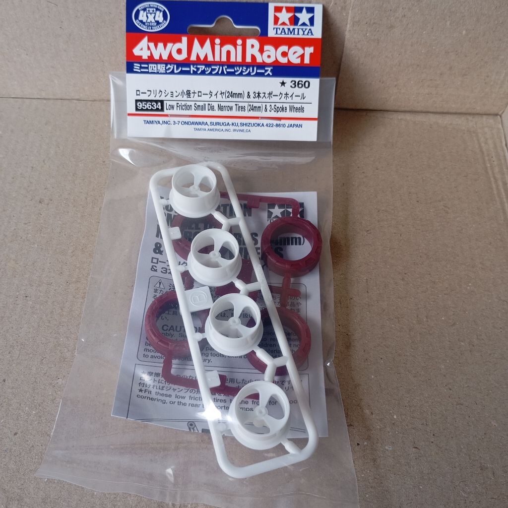 Tamiya 95634 low friction small dia nareow tire 24 mm 3 spoke
