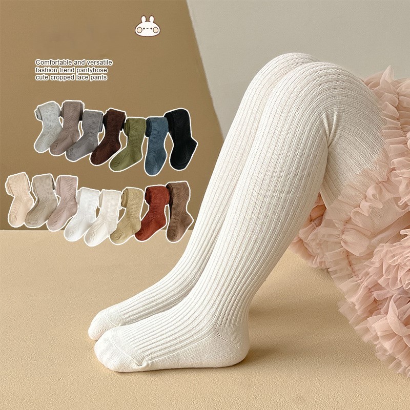 Legging Celana Polos Tutup Kaki Stoking Lejing Bayi Anak Toddler Hitam Putih Pink