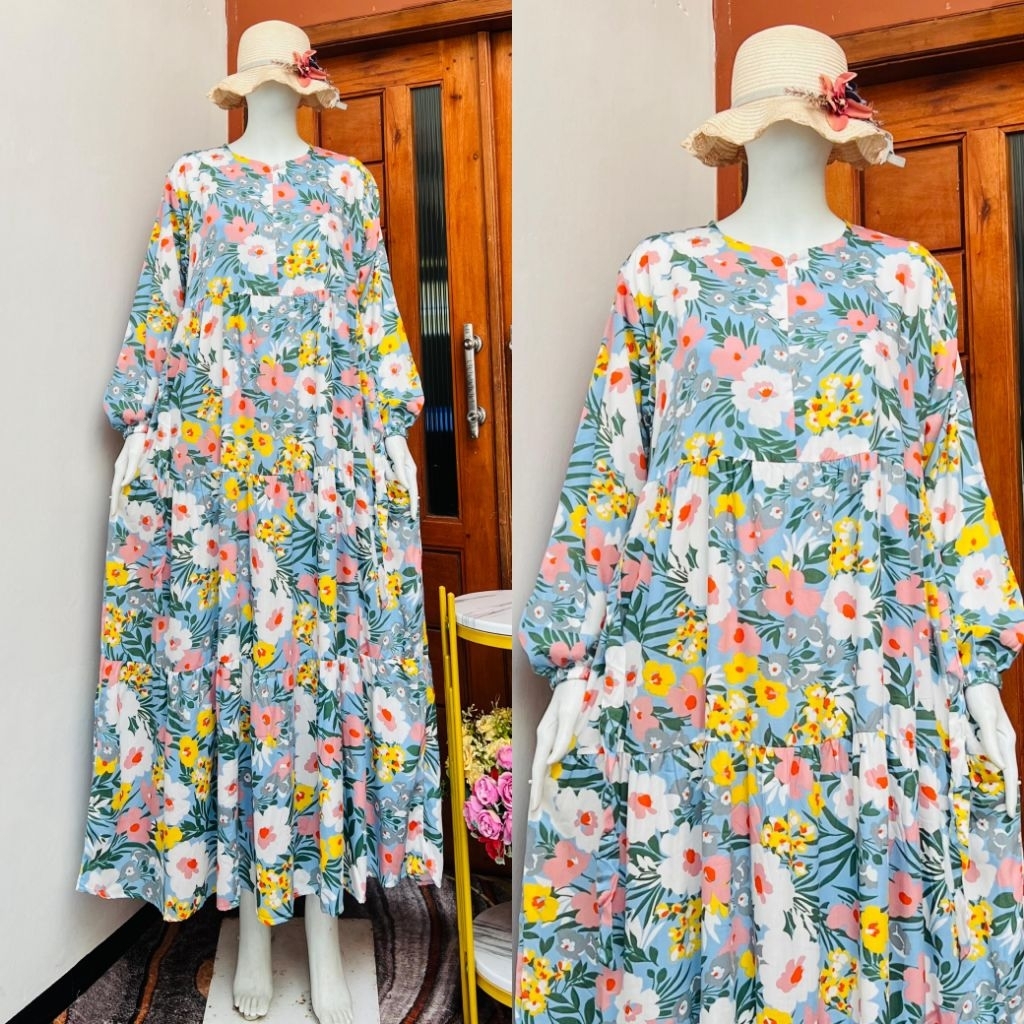 Gamis 3 Susun Rempel Rayon Premium Busui