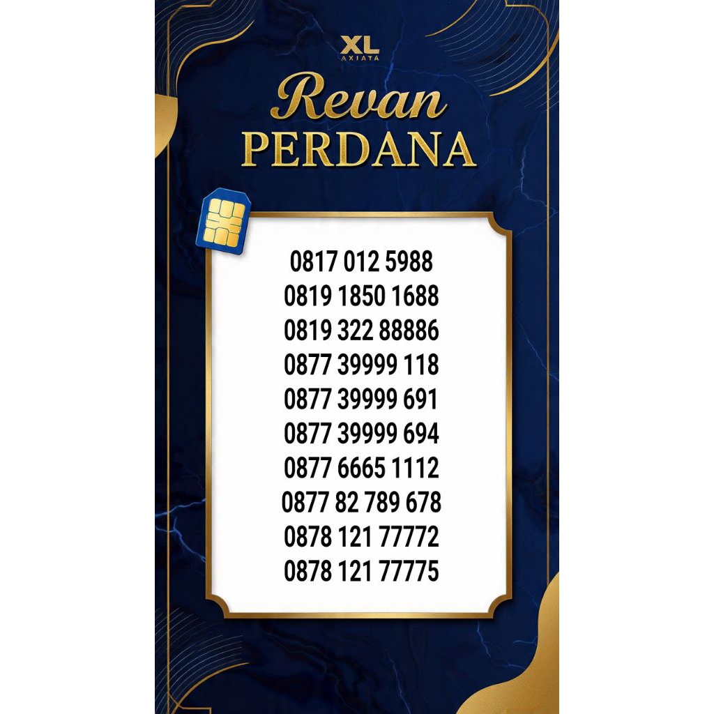 perdana cantik nomor XL 4g 5g 11digit OB17 012 5988  kwartet 9 n526