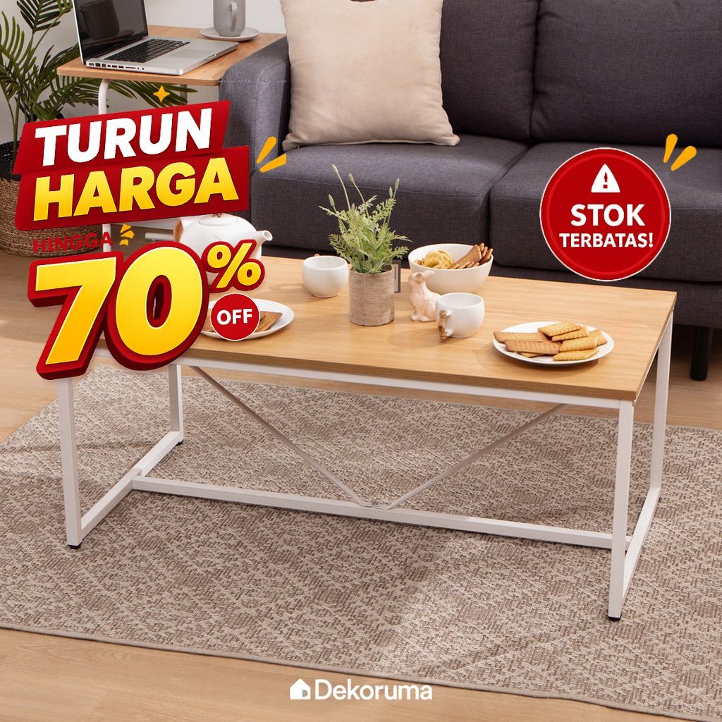 Dekoruma TOSHI Coffee Table Minimalis Industrial / Meja Tamu