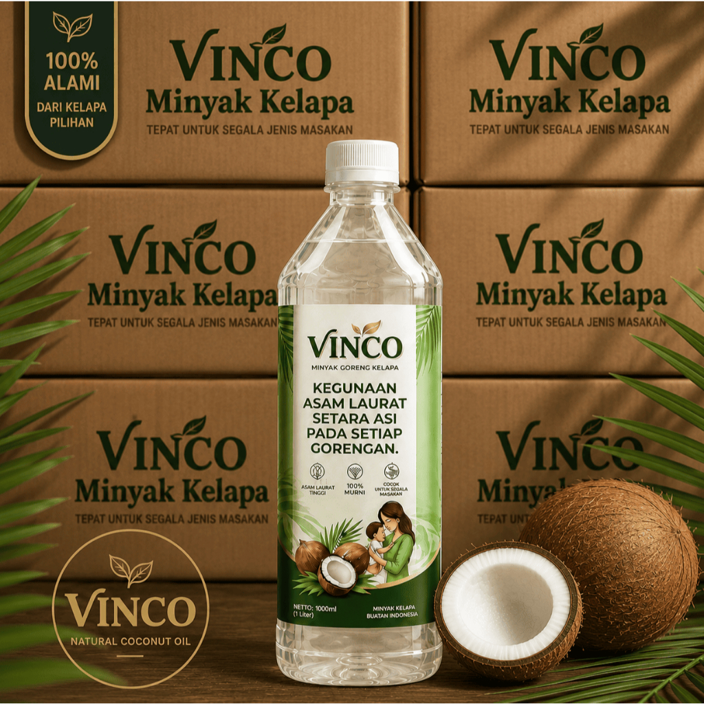 [GROSIR] Minyak Kelapa Vinco 1 Karton (6 Botol x 1L) - Minyak Goreng Kelapa Murni Sehat