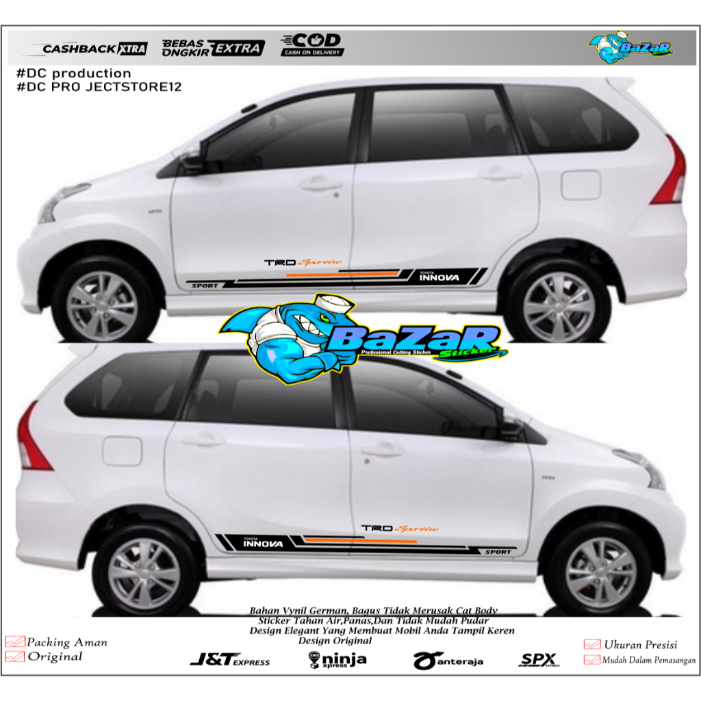 STICKER AKSESORIS INNOVA LAMA STICKER MOBIL TOYOTA INNOVA LAMA KEREN