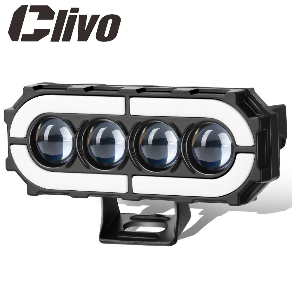 Clivo-Lampu LED Tembak 4 Mata 400W 40000LM Super Terang Laser SQL Untuk Mobil Motor 2 Warna Putih Ku
