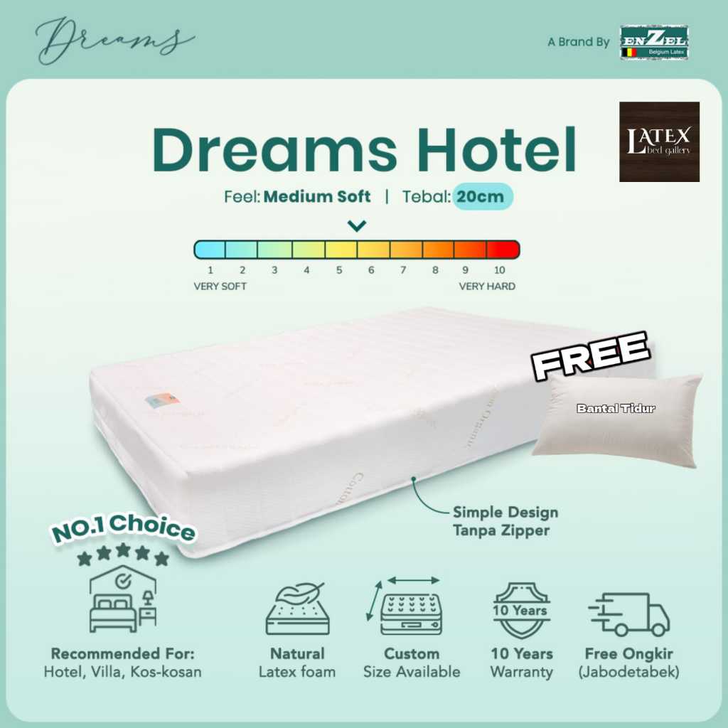 Kasur Latex Dreams Hotel 20Cm Uk. 90x200 - 200x200cm - Kasur Kesehatan - Kasur Orthopedic