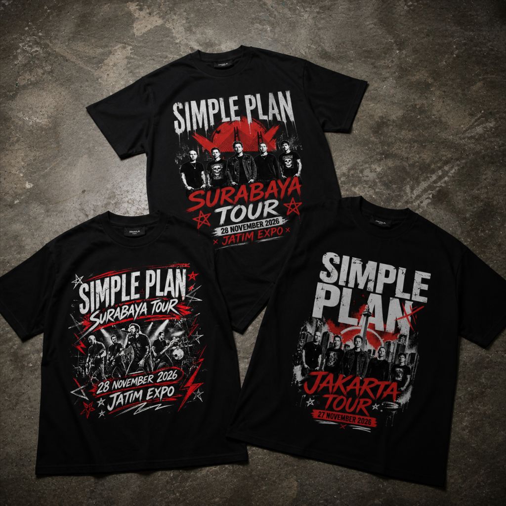 Kaos Band Simple Plan Tour Jakarta Surabaya 2026