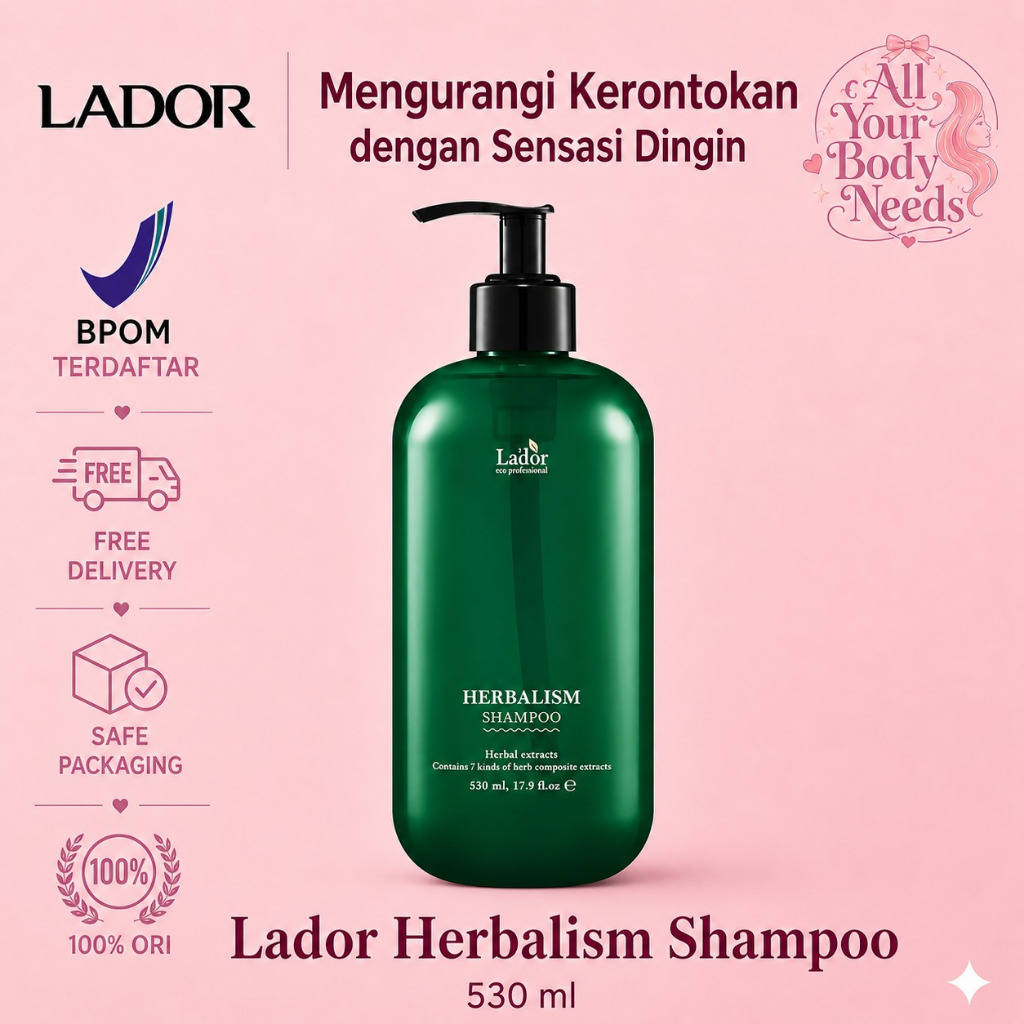 Lador Herbalism Shampoo 530 400 150 ML Perawatan Rambut Rapuh Kering Rontok Hair Volume Booster