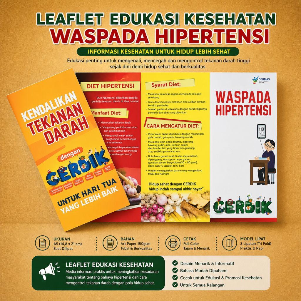 Leaflet/Brosur Hipertensi - Leaflet Waspadai Hipertensi - Brosur Kendalikan Tekanan Darah Tinggi