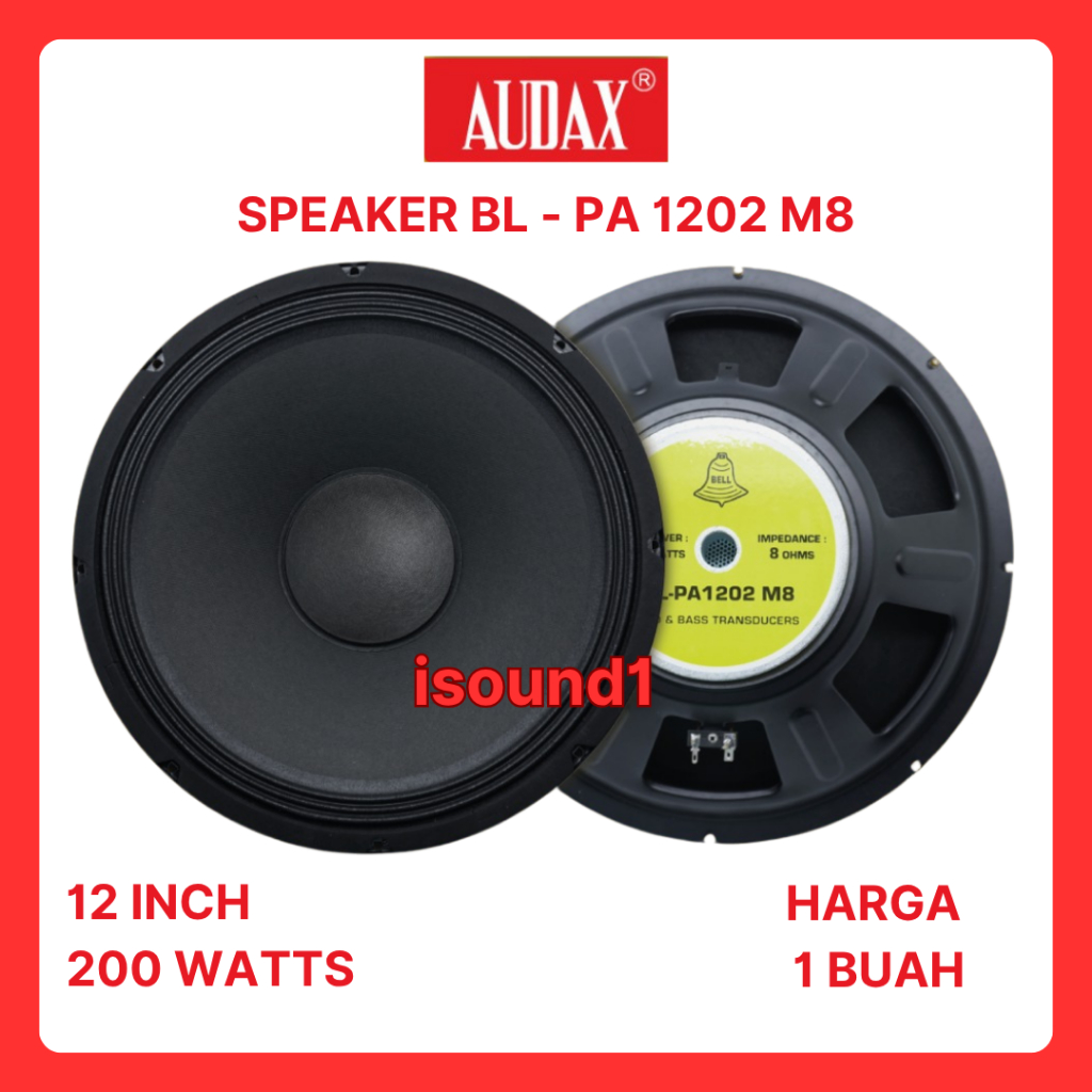 SPEAKER BELL BL-PA1202 M8 MID & BASS TRANSDUCER 12 INCH 200 WATT BL PA 1202 M8 ORIGINAL PRODUCT BY A