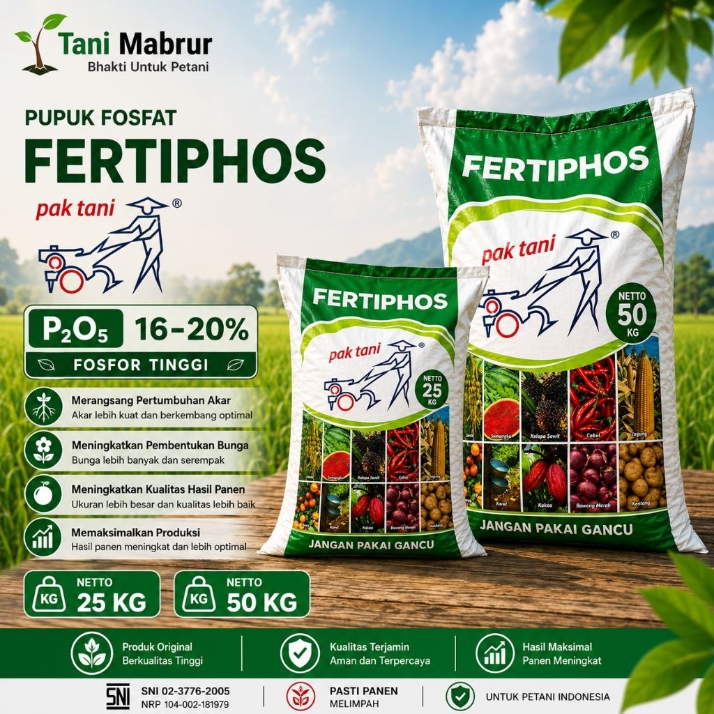 Fertiphos Hijau Pak Tani 25KG / 50KG - Pupuk Pospat Fosfat Perkuat Akar Tanaman Tingkatkan Hasil Pan