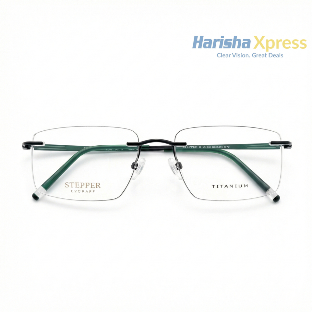 SALE - Frame Kacamata Unisex Rimless Titanium Stepper 72060 Original