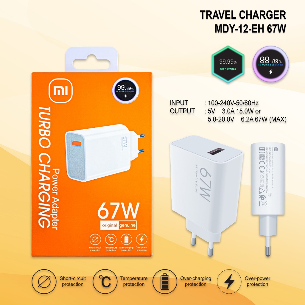 Charger Xiaomi MDY-12-EH 67W Batok Casan Fast Charging Original