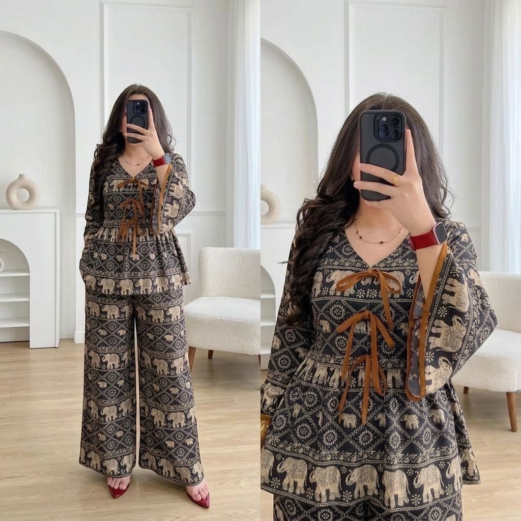 RIONA SET RAYON JUMBO LD 120 130 140 TANGAN TEROMPET // ONE SET JUMBO // SETELAN OVER SIZE WANITA JU