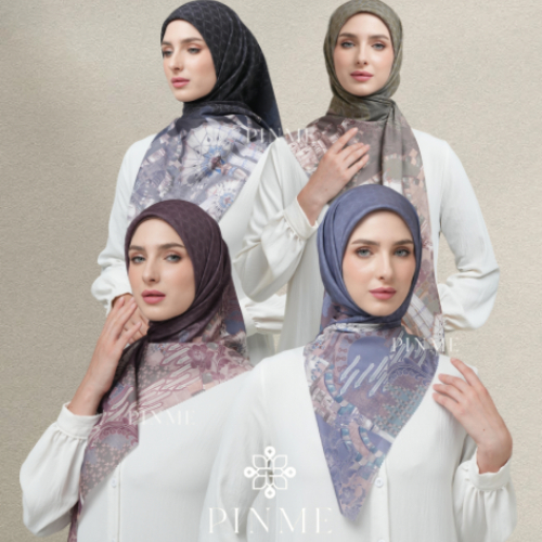 Pinme - Madina Series Hijab Voal Motif Segi Empat Exclusive Pattern Voal Premium Ironless Chic dan T
