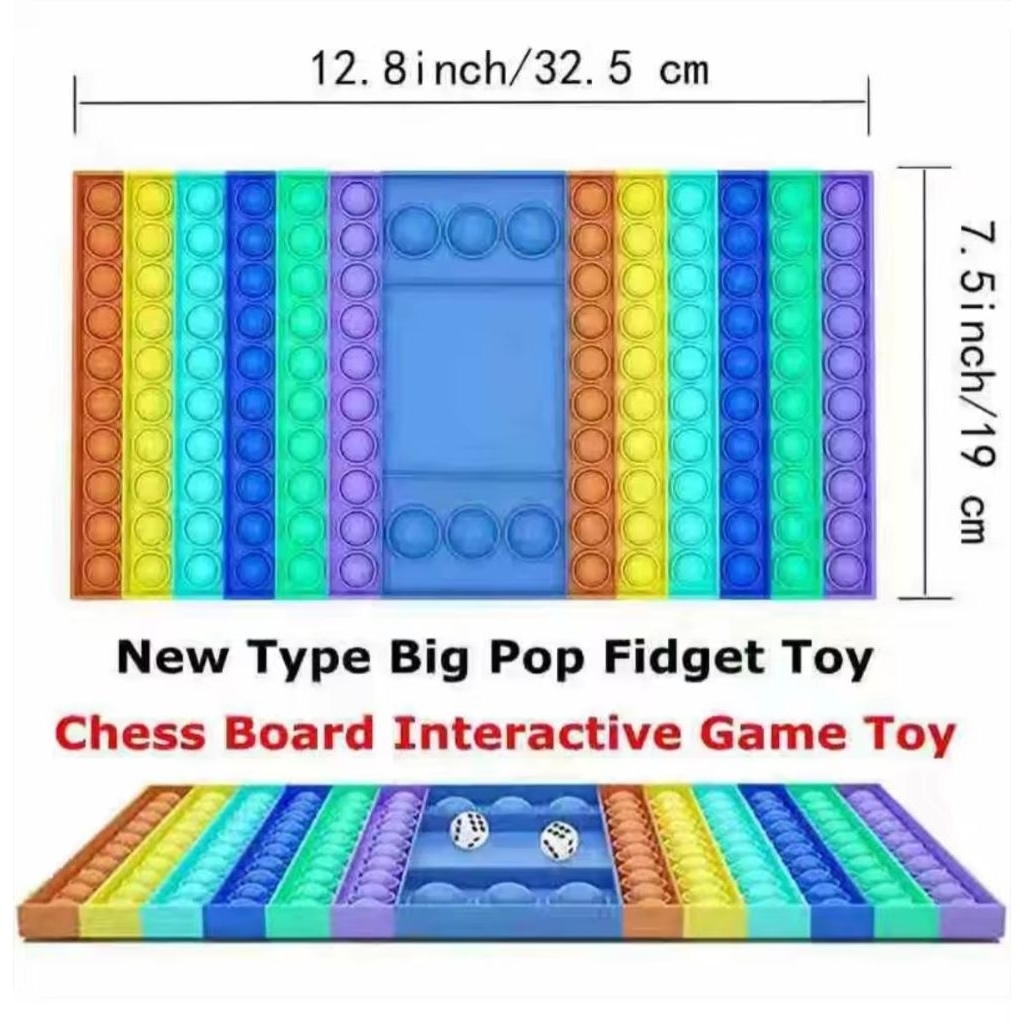 Pop It Game Board Besar - Mainan Popit Papan Ular Tangga & Dadu