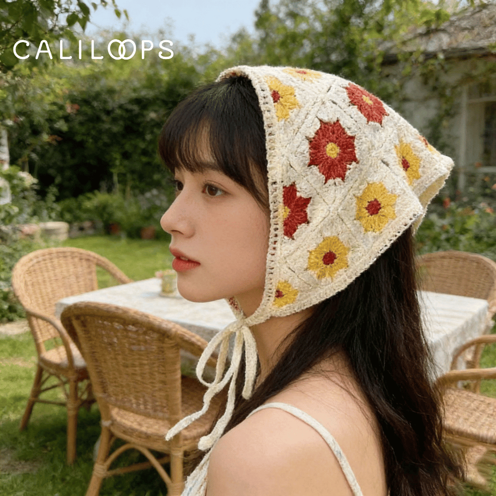 Caliloops Scarf Bandana Kain Rajut Korea Headband Syal Hair Aksesoris Crochet Vintage Wanita Sanghee