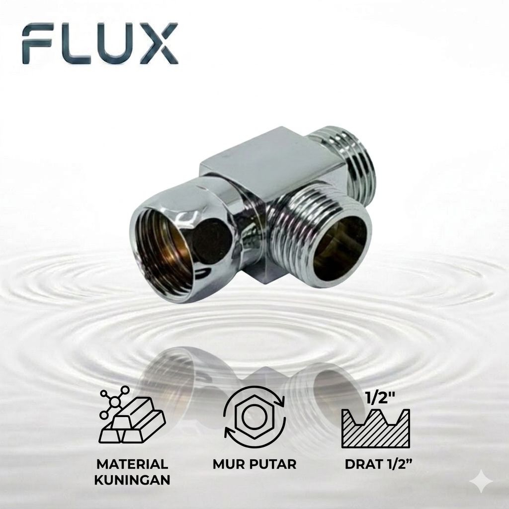 FLUX Tee Drat Luar Dalam Mur Putar Closet Kuningan Chrome / Tee Drat Luar Luar Dalam / Tee Closet Br