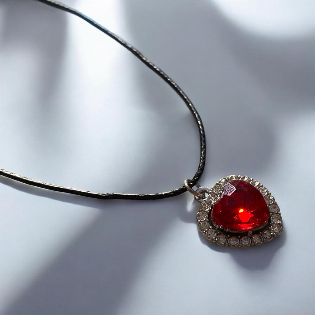 Y2k Necklace Red Heart Glow | Necklace Red Heart