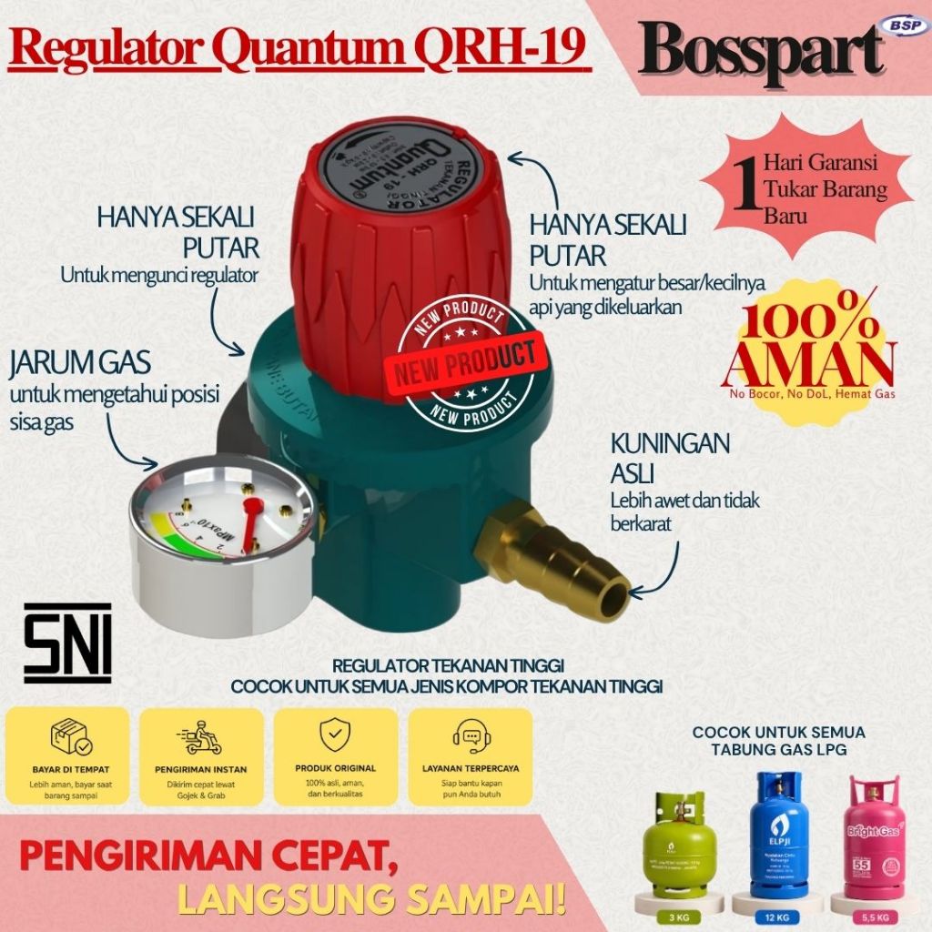 Regulator Gas Tekanan Tinggi Quantum Meter QRH-09 / QRH-19 / QRH 09 Regulator High Pressure Quantum