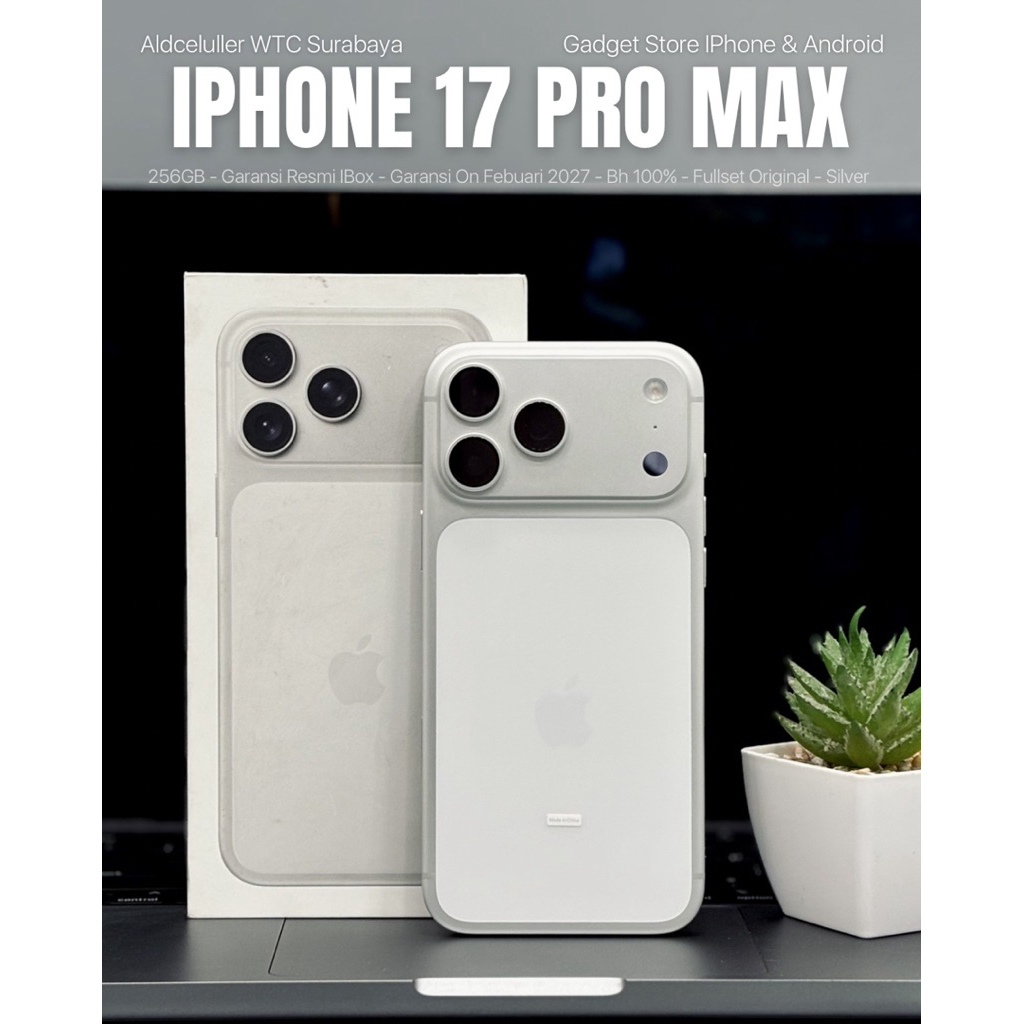 IPHONE 17 PRO MAX 256GB SILVER GARANSI RESMI SECOND
