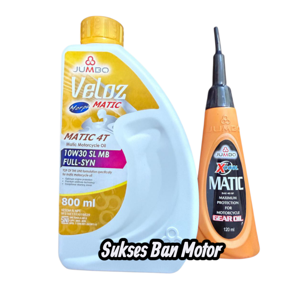 Oli Motor matic 4T Jumbo Veloz 10W-30 800ml full sintetis + oli gear jumbo 120ml - oli motor matic