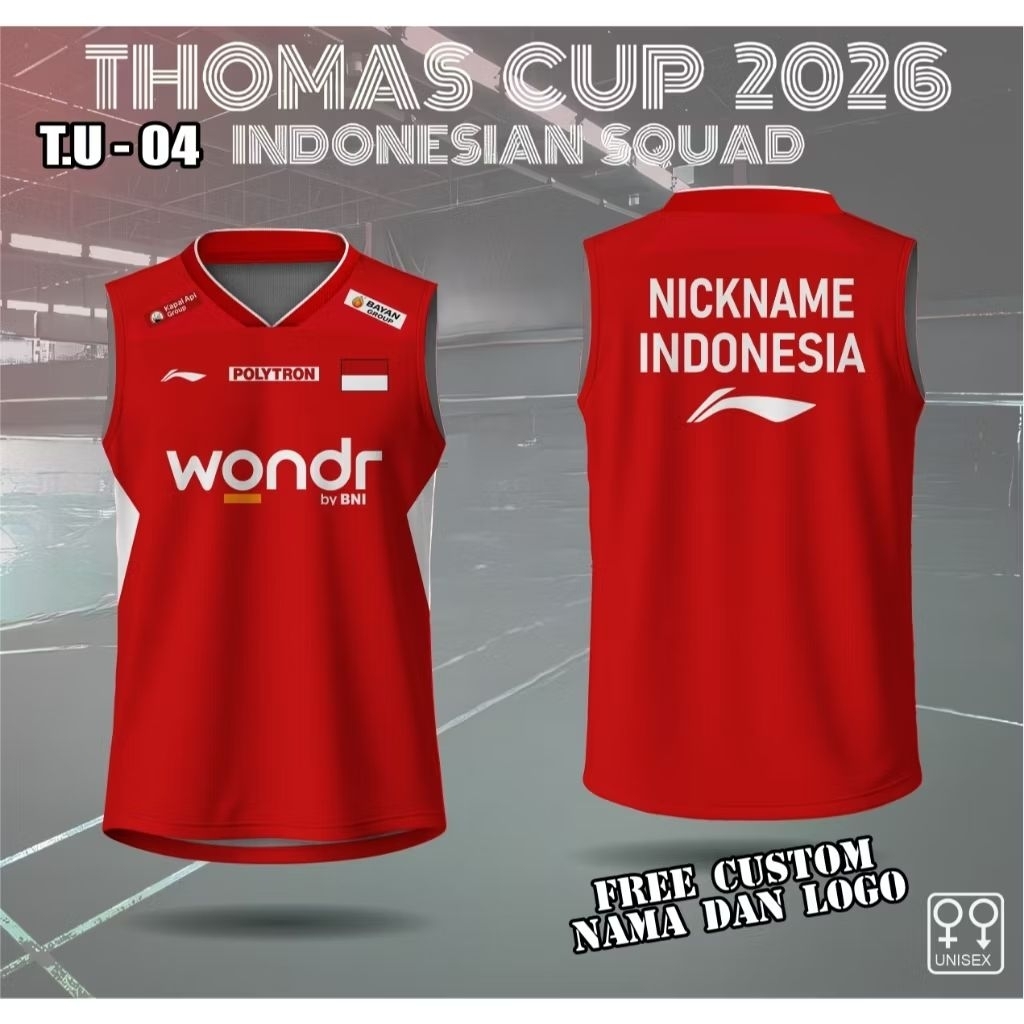 Jersey badminton indonesia thomas cup 2026 baju bulu tangkis thomas cup uber cup 2026 baju badminton