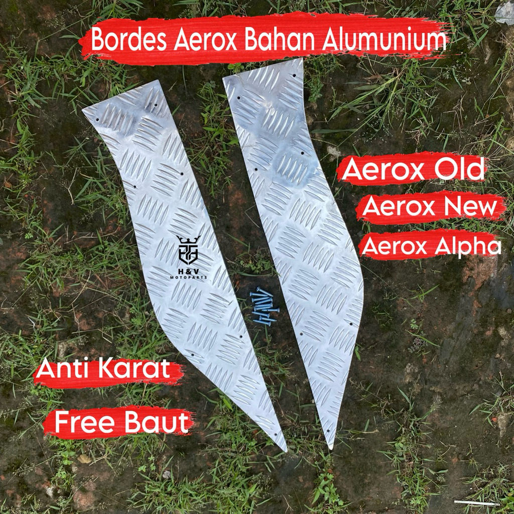 Bordes Pijakan Kaki Yamaha Aerox Old Aluminium CNC Anti Slip Anti Karat Footstep Step Floor Karpet M