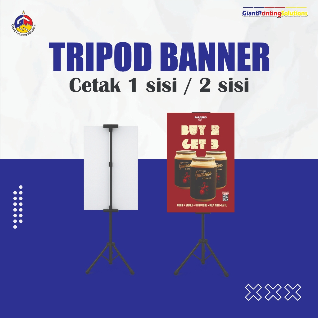 Cetak Tripod Banner | Standing Banner | T banner | Standing Banner Custom | Stand Banner | Display P