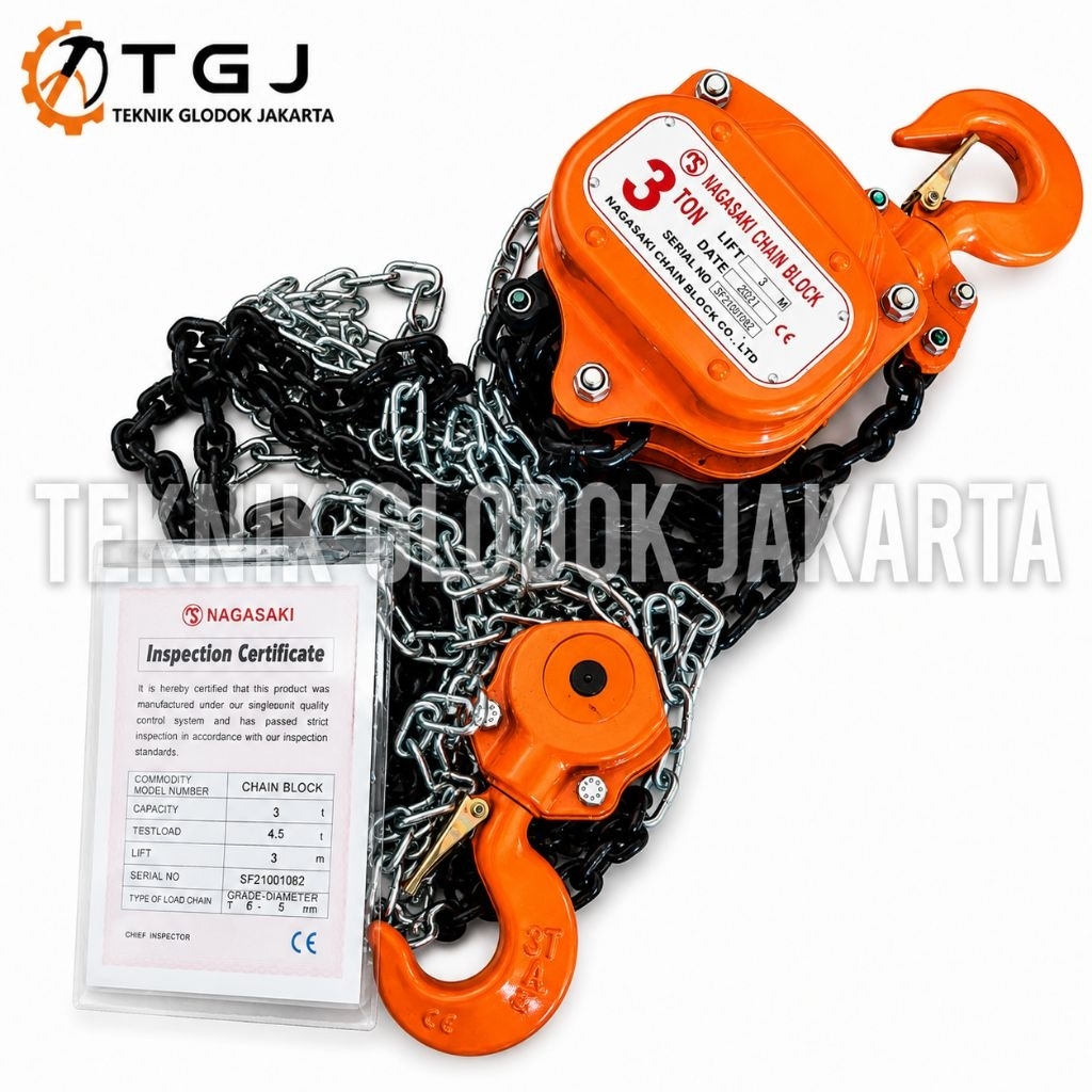 NAGASAKI Takel 3 Ton 3m 5m 7m 10m 12m Chain Block 3 Ton Japan