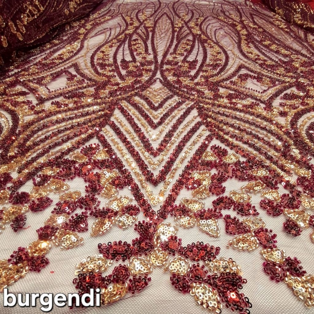 Kain Tille Full Payet Korea Eksklusif Mewah / Bahan Kebaya Payet