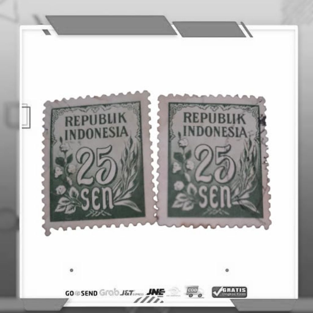 Prangko Perangko 25 Sen Seri Padi Kapas 1951 Used