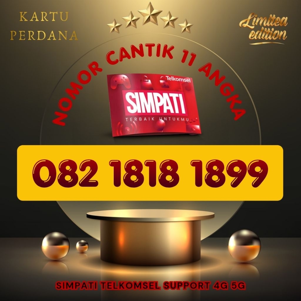 NEW 1818 Nomor Cantik Simpati 11digit 11angka 4G 5G Telkomsel Simpati 3G 4G 5G Kartu Perdana Telkoms