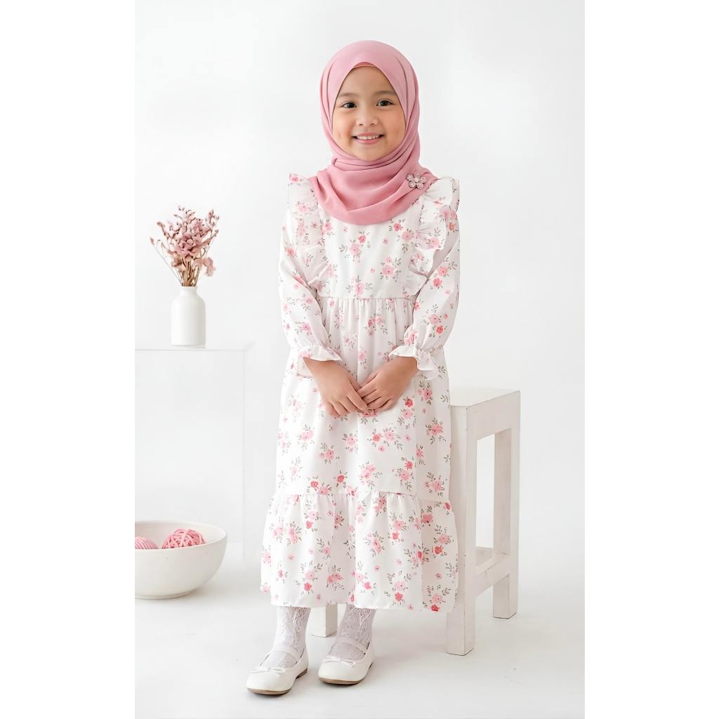 Set Gamis Anak Free Hijab Instan (1 - 14 Tahun) Kaira Set Gamis Katun