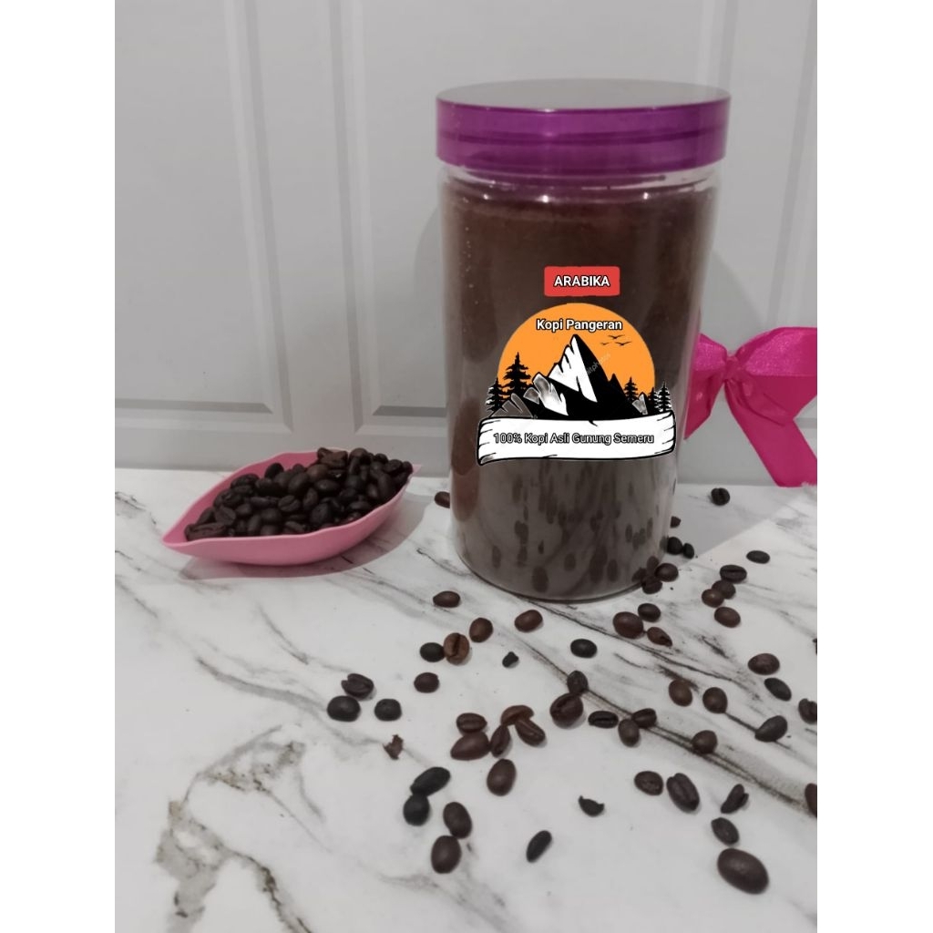 Kopi Bubuk Pangeran, 100% Kopi Asli Gunung Semeru, (Robusta / Arabika) Toples Plastik (1 Kg)