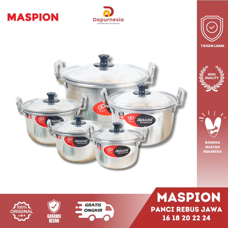 Maspion Panci Tinggi TL Jawa Aluminium Tebal 16 18 20 22 24cm Panci Jawa Rebus Tebal Kuat Kokoh - DN