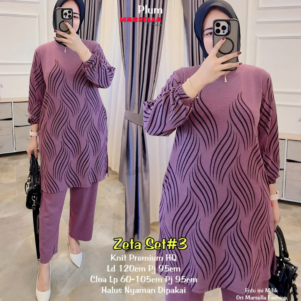 Zeta Set Setelan Tunik Wanita Knit Premium