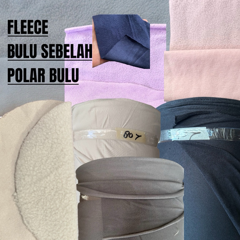 Kain polar fleece bulu sebelah furing jaket kain emen bulu poly