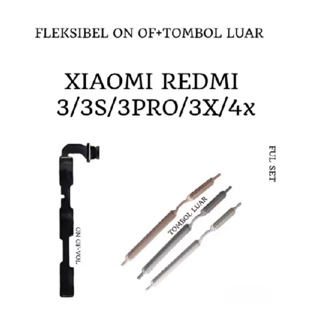 Tombol Fleksibel On/Off + Volume Untuk Xiaomi Redmi 3 3S Fleksibel Tombol Power Full 1 Set